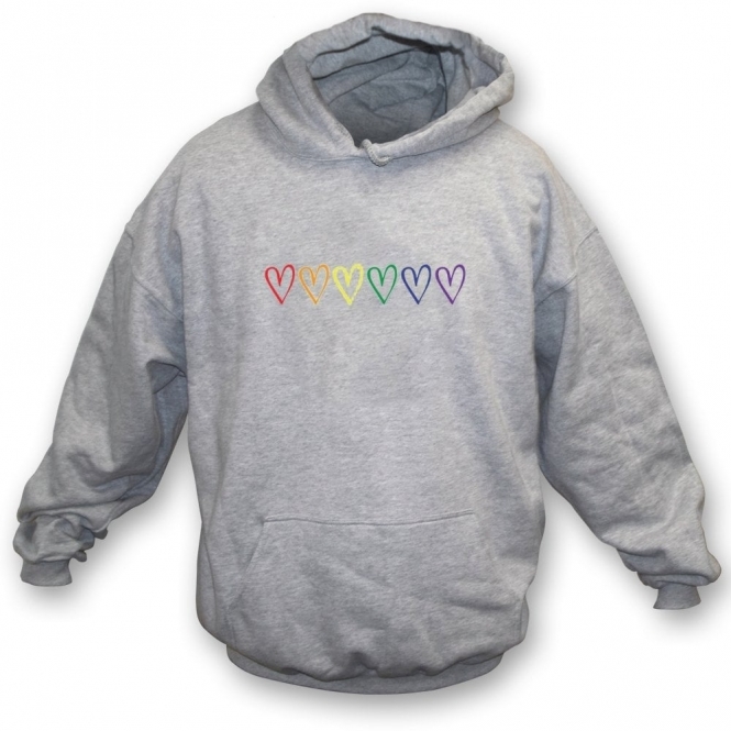 Rainbow Multiple Hearts Organic Hooded Sweatshirt