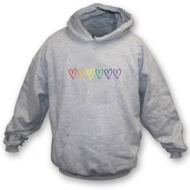 Rainbow Multiple Hearts Organic Hooded Sweatshirt