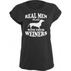Real Men Play With Their Weiners Womens Extended Shoulder T-Shirt