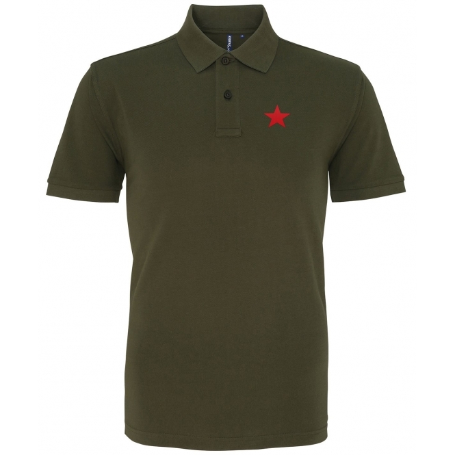 Red Star (As Worn By Michael Stipe, R.E.M.) Embroidered Left Breast Logo Polo Shirt