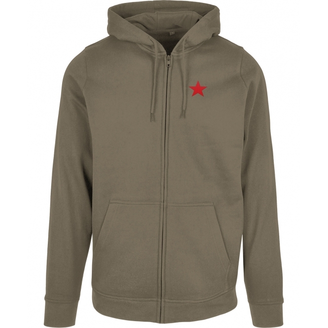 Red Star (As Worn By Michael Stipe, R.E.M.) Embroidered Left Breast Logo Zip Hooded Sweatshirt