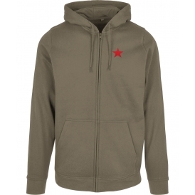 Red Star (As Worn By Michael Stipe, R.E.M.) Embroidered Left Breast Logo Zip Hooded Sweatshirt