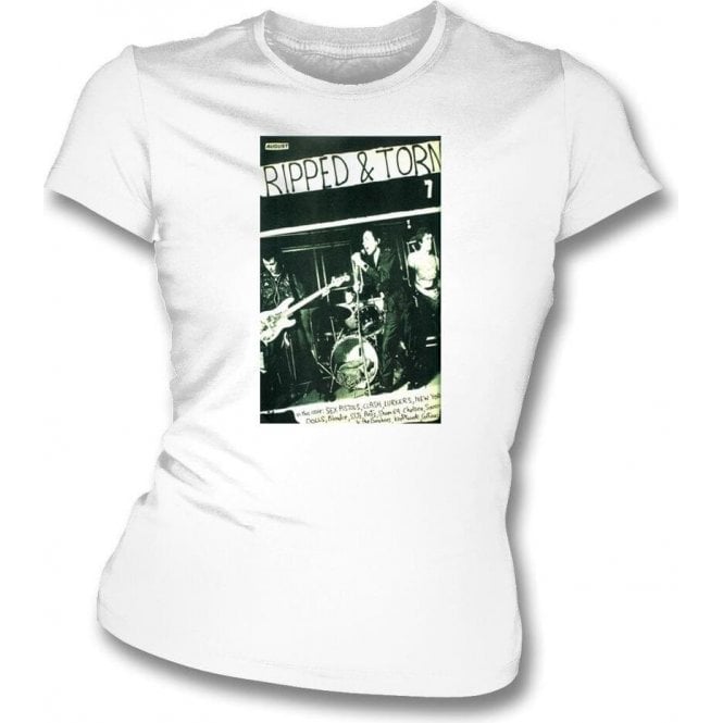 Ripped & Torn Punk Fanzine (Sex Pistols) Womens Slim Fit T-Shirt