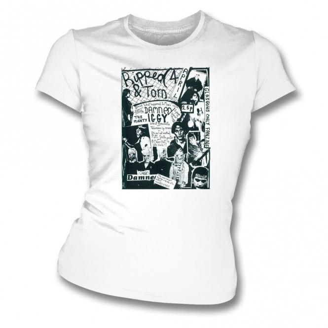 Ripped & Torn Punk Fanzine (The Damned) Organic Womens Slim Fit T-Shirt