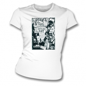 Ripped & Torn Punk Fanzine (The Damned) Organic Womens Slim Fit T-Shirt