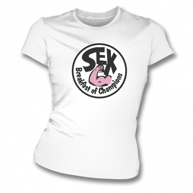 Sex Breakfast Of Champions (As Worn By James Hunt) Womens Slim Fit T-Shirt