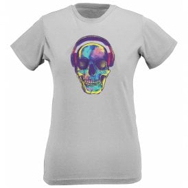 Skull & Headphones Womens Slim Fit T-Shirt