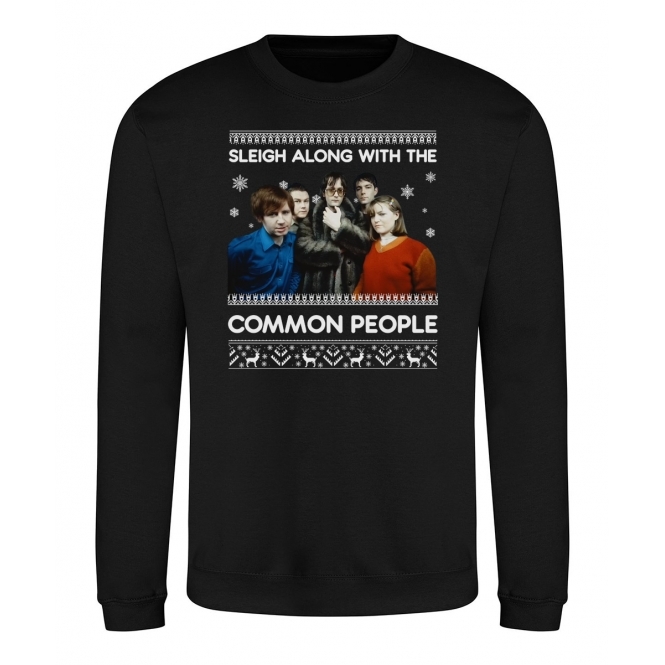 Sleigh Along With The Common People (Pulp Influenced) Ugly Christmas Sweatshirt
