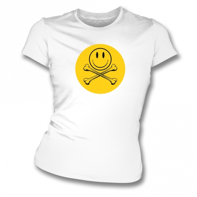 Smiley Crossbones Womens Slim Fit T-Shirt