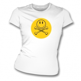 Smiley Crossbones Womens Slim Fit T-Shirt