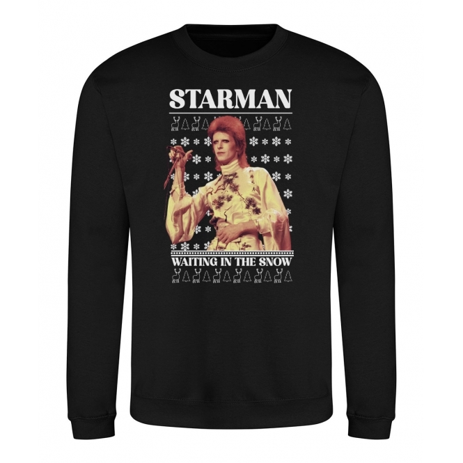 Starman Waiting In The Snow (David Bowie Influenced) Kids Ugly Christmas Sweatshirt