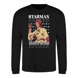 Starman Waiting In The Snow (David Bowie Influenced) Ugly Christmas Sweatshirt