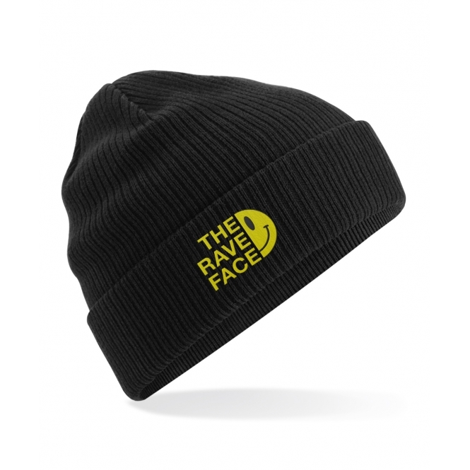 The Rave Face Embroidered Organic Cotton Beanie