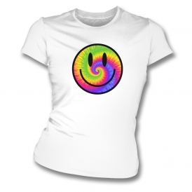 Tie Dye Smiley Womens Slim Fit T-Shirt
