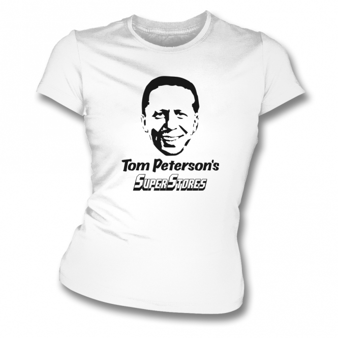 Tom Peterson's SuperStore (As Worn By Kurt Cobain, Nirvana) Womens Slim Fit T-Shirt