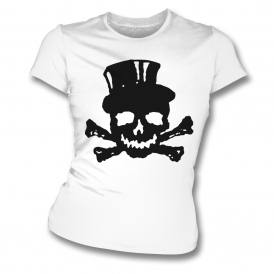 Top Hat Skull (As Worn By James Hetfield, Metallica) Womens Slim Fit T-Shirt