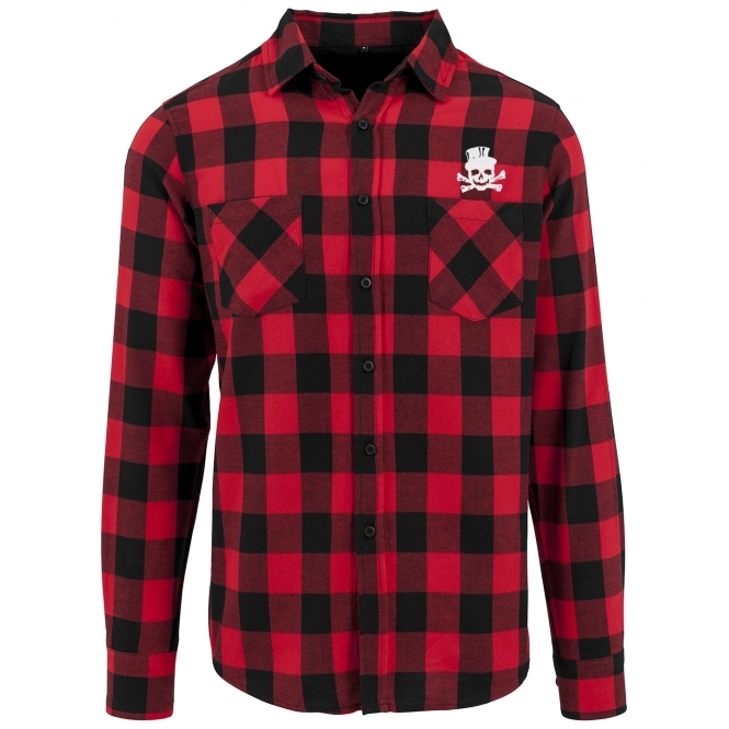 Top Hat Skull (Inspired By James Hetfield, Metallica) Embroidered Left Breast Logo Flannel Shirt