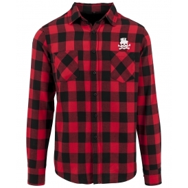 Top Hat Skull (Inspired By James Hetfield, Metallica) Embroidered Left Breast Logo Flannel Shirt