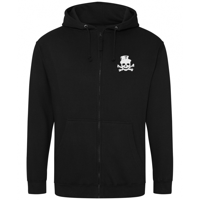 Top Hat Skull (Inspired By James Hetfield, Metallica) Embroidered Left Breast Logo Zip Hooded Sweatshirt