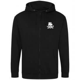 Top Hat Skull (Inspired By James Hetfield, Metallica) Embroidered Left Breast Logo Zip Hooded Sweatshirt