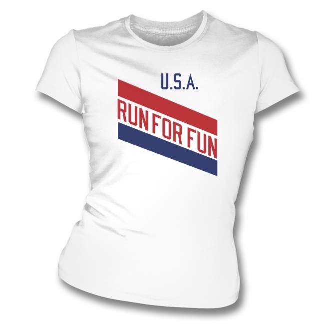 USA Run For Fun (As Worn By Freddie Mercury, Queen) Womens Slim Fit T-Shirt