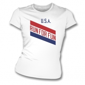 USA Run For Fun (As Worn By Freddie Mercury, Queen) Womens Slim Fit T-Shirt