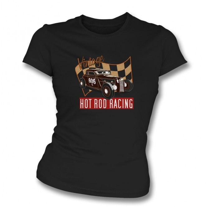Vintage Hot Rod Racing Womens Slim Fit T-Shirt