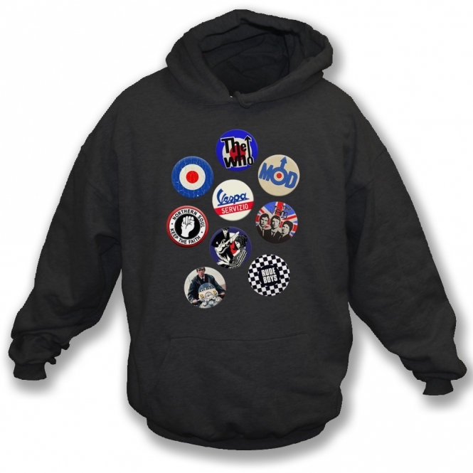 Vintage Mod Badges Hooded Sweatshirt