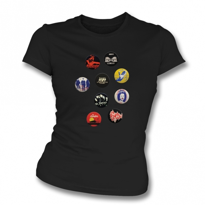 Vintage Punk Badges Womens Slim Fit T-Shirt