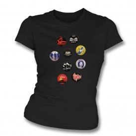 Vintage Punk Badges Womens Slim Fit T-Shirt