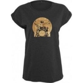 Vitruvian Drummer Womens Extended Shoulder T-Shirt