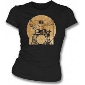 Vitruvian Drummer Womens Slim Fit T-Shirt