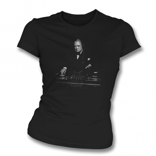 Winston Churchill - Vinyl DJ Organic Womens Slim Fit T-Shirt