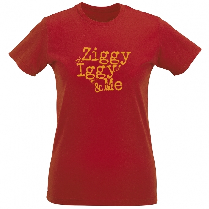 Ziggy, Iggy & Me Red Womens Slim Fit T-Shirt